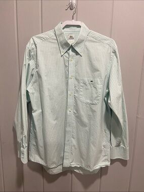 Lacoste Men's Light Mint Green Pinstripe Button-Down Shirt